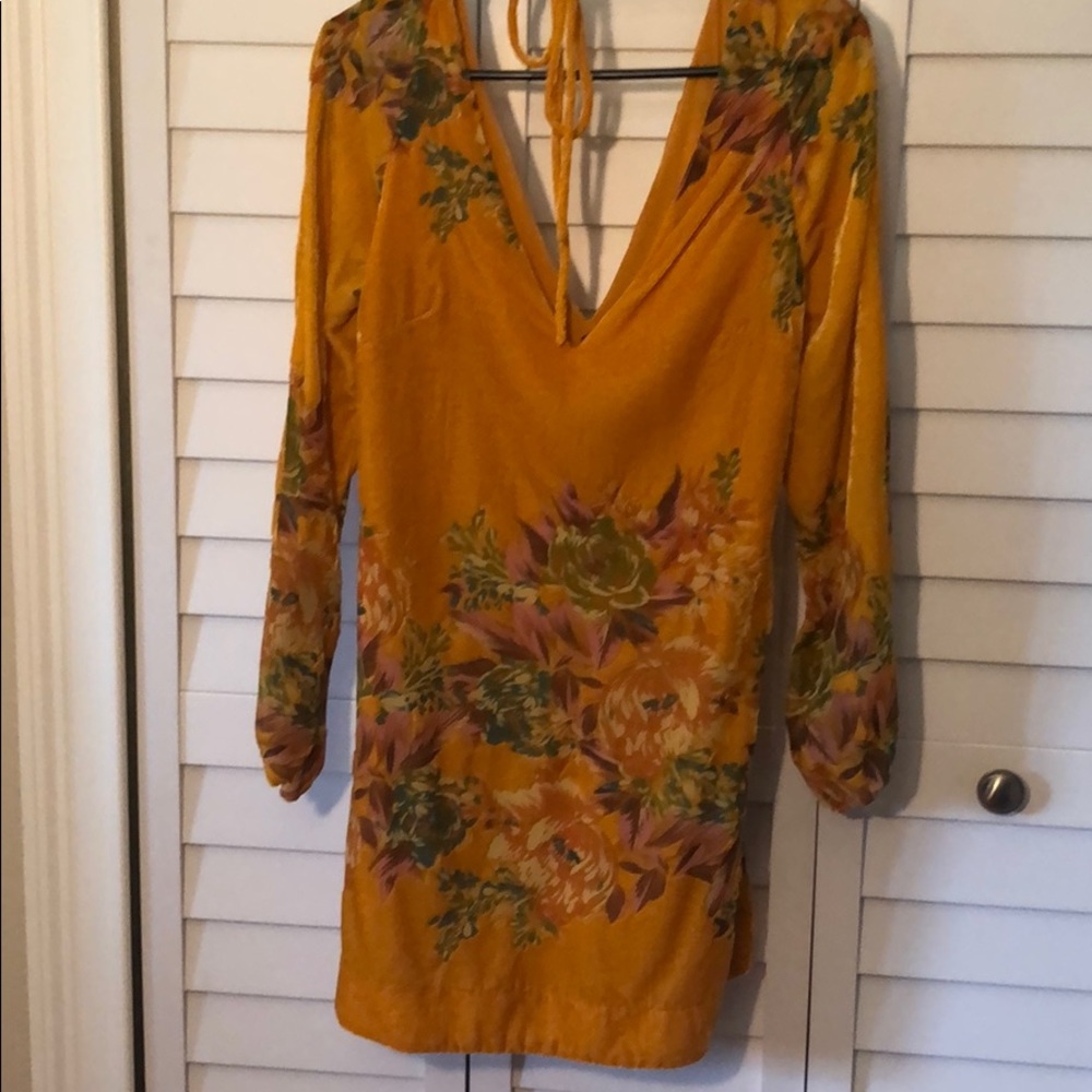 Mustard yellow velvet burnout dress